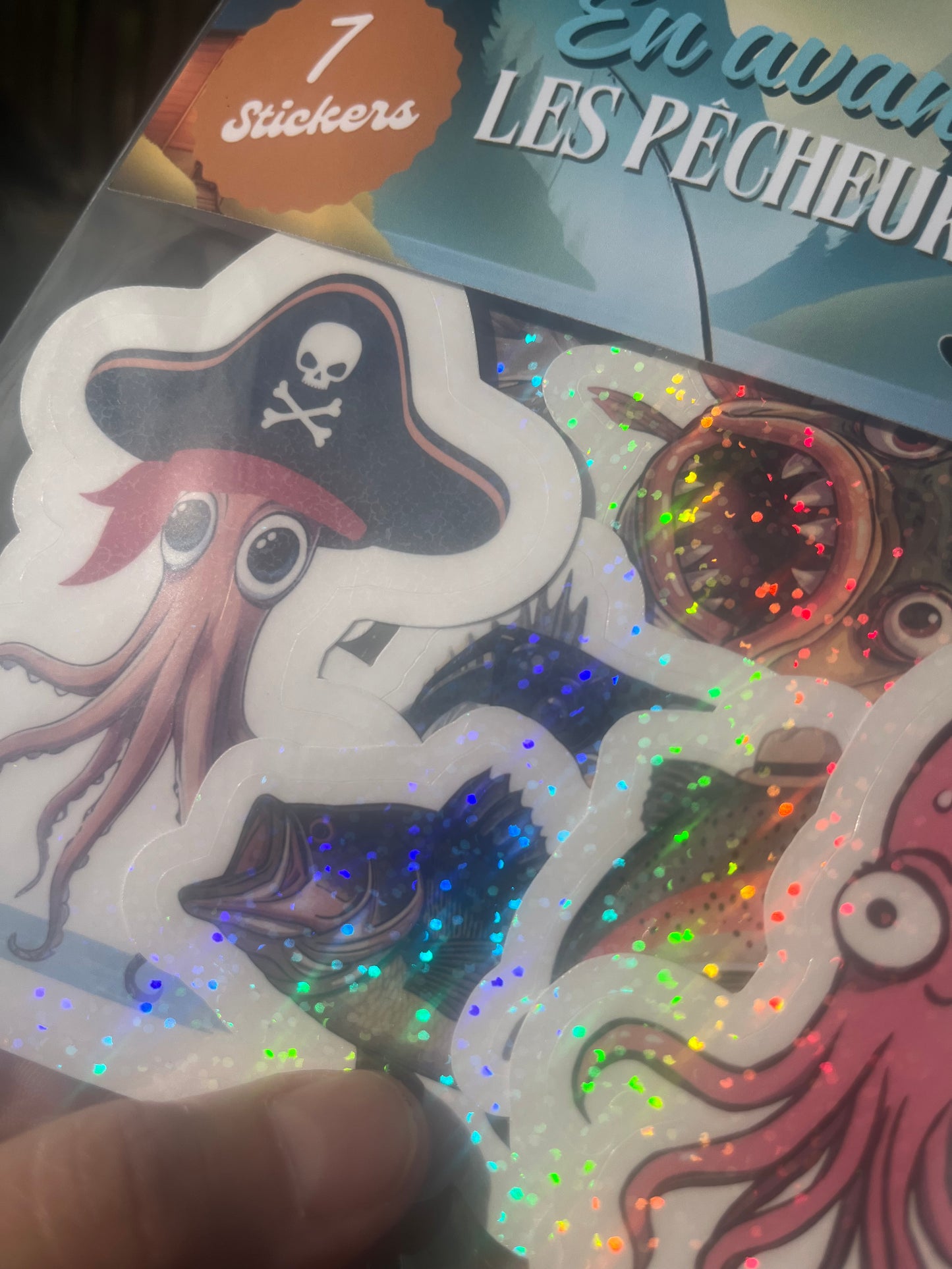 Pack 7 Stickers holographiques « en avant les pêcheurs ! »