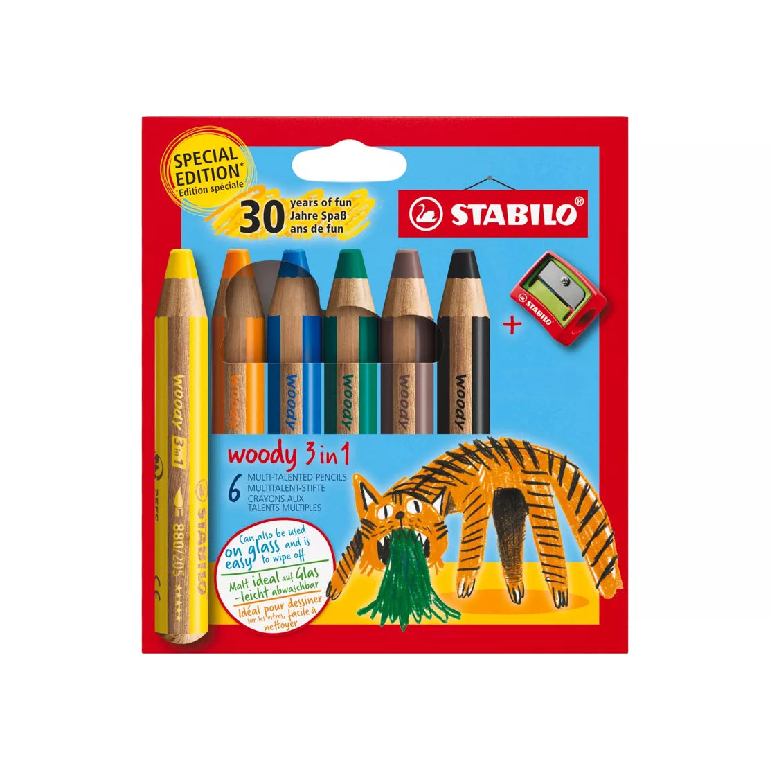 Crayons Stabilo WOODY x6 + taille crayon édition « 30ans de fun »