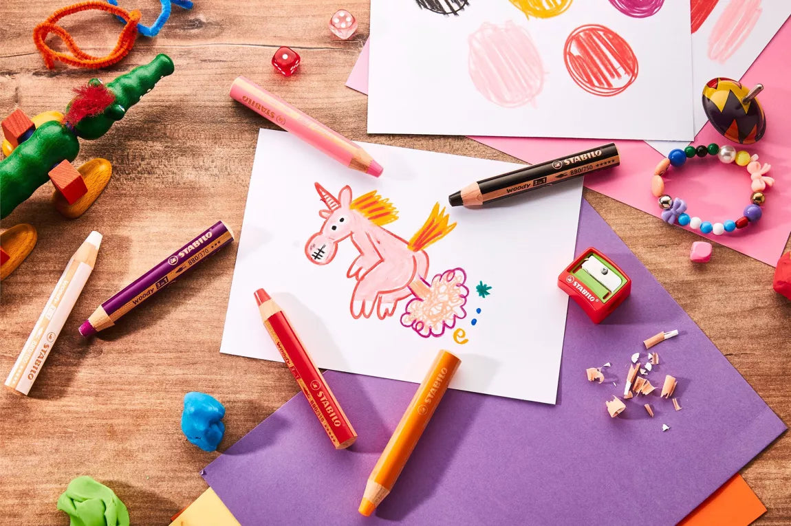 Crayons Stabilo WOODY x6 + taille crayon édition « 30ans de fun »