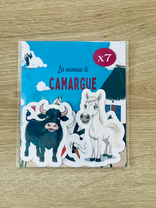 Pack 7 Stickers holographiques « les animaux de Camargue  »