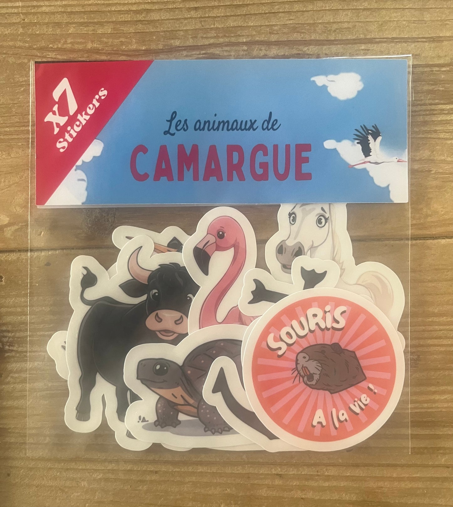 Pack 7 Stickers holographiques « les animaux de Camargue  »