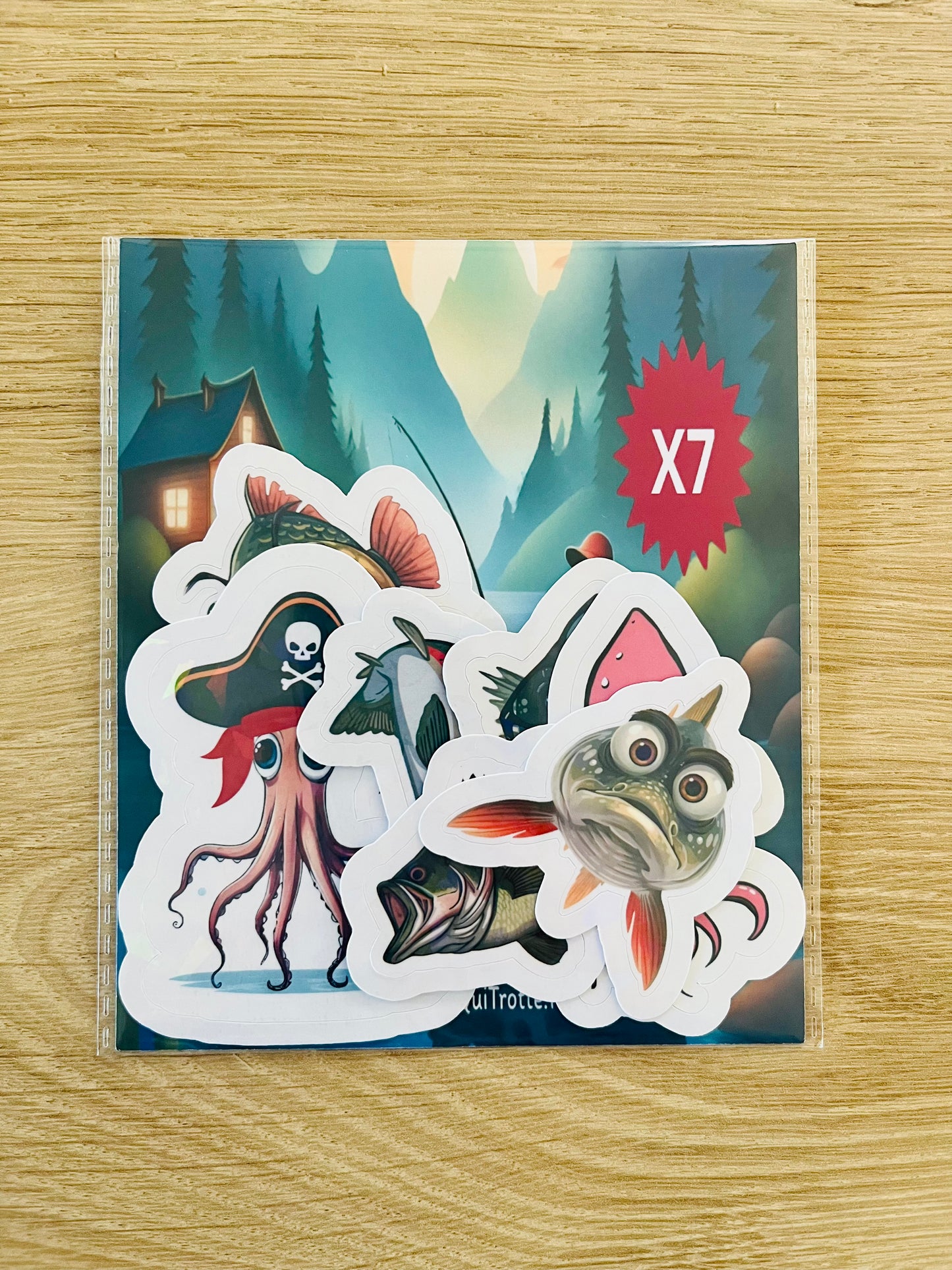 Pack 7 Stickers holographiques « en avant les pêcheurs ! »