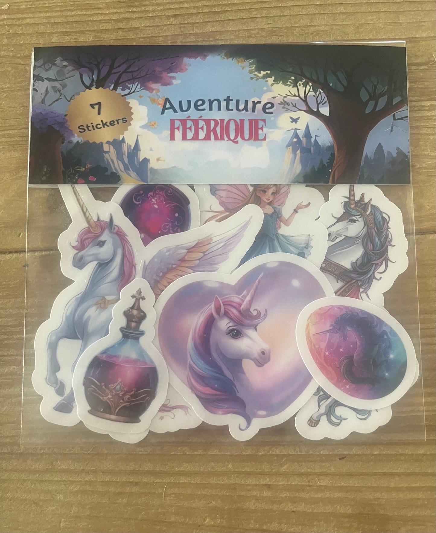 Pack 7 Stickers holographiques « aventure féerique »